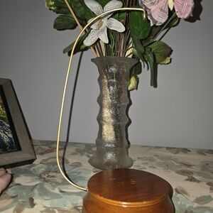Textured Glass Vase with Gold Accent